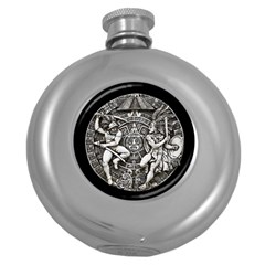 Pattern Motif Decor Round Hip Flask (5 Oz)