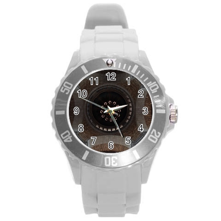 Pattern Design Symmetry Up Ceiling Round Plastic Sport Watch (L)