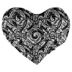 Gray Scale Pattern Tile Design Large 19  Premium Flano Heart Shape Cushions by Nexatart
