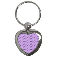 Pattern Background Violet Flowers Key Chains (heart)  by Nexatart