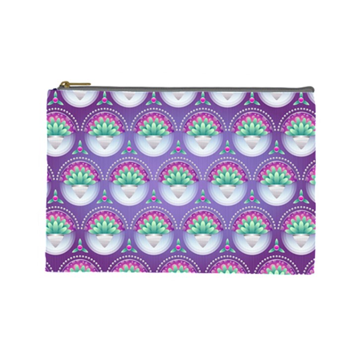 Background Floral Pattern Purple Cosmetic Bag (Large) 
