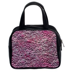 Leaves Pink Background Texture Classic Handbags (2 Sides) by Nexatart