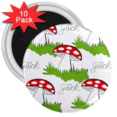 Mushroom Luck Fly Agaric Lucky Guy 3  Magnets (10 Pack)  by Nexatart