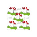 Mushroom Luck Fly Agaric Lucky Guy Square Magnet Front