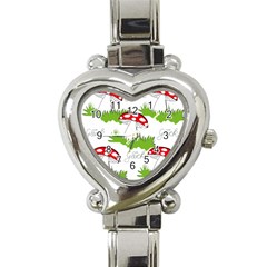 Mushroom Luck Fly Agaric Lucky Guy Heart Italian Charm Watch by Nexatart