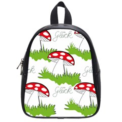 Mushroom Luck Fly Agaric Lucky Guy School Bags (small)  by Nexatart