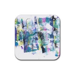 Background Color Circle Pattern Rubber Coaster (square) 