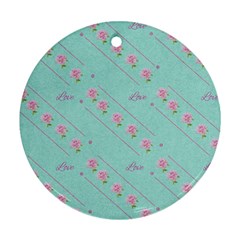 Flower Pink Love Background Texture Round Ornament (Two Sides)