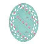 Flower Pink Love Background Texture Oval Filigree Ornament (Two Sides) Back