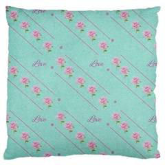 Flower Pink Love Background Texture Large Cushion Case (one Side) by Nexatart