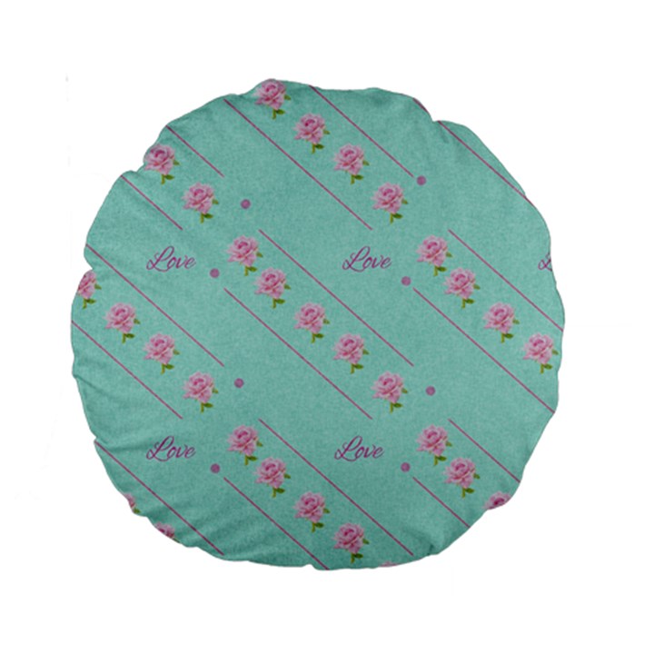 Flower Pink Love Background Texture Standard 15  Premium Round Cushions