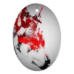 Red Black Wolf Stamp Background Ornament (oval)