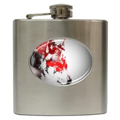 Red Black Wolf Stamp Background Hip Flask (6 Oz) by Nexatart