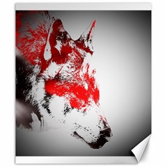 Red Black Wolf Stamp Background Canvas 20  X 24   by Nexatart