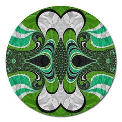 Fractal Art Green Pattern Design Magnet 5  (round) by Nexatart