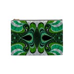 Fractal Art Green Pattern Design Cosmetic Bag (Medium)  Front