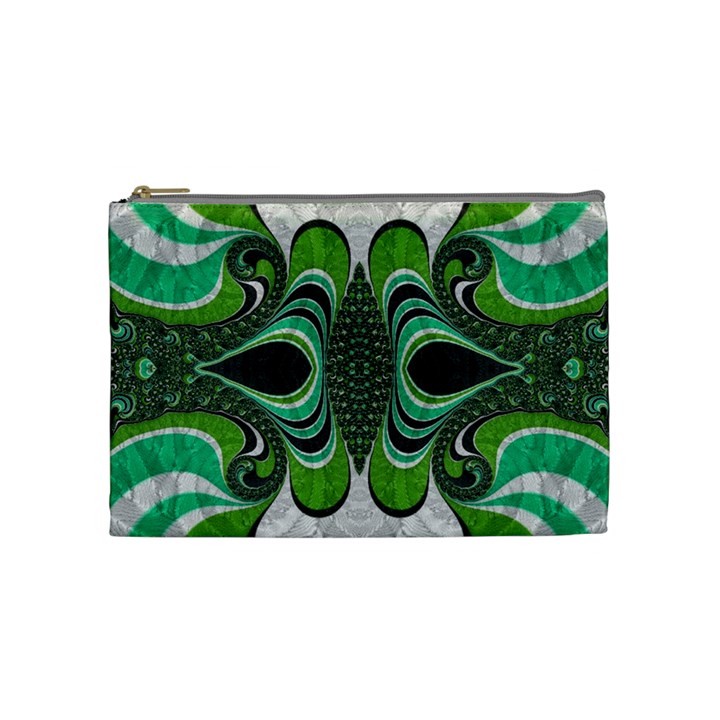 Fractal Art Green Pattern Design Cosmetic Bag (Medium) 