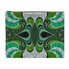 Fractal Art Green Pattern Design Cosmetic Bag (xl)