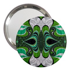 Fractal Art Green Pattern Design 3  Handbag Mirrors