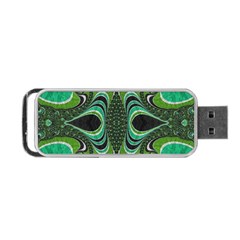 Fractal Art Green Pattern Design Portable Usb Flash (one Side) by Nexatart