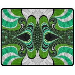 Fractal Art Green Pattern Design Double Sided Fleece Blanket (medium) 