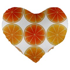 Orange Discs Orange Slices Fruit Large 19  Premium Heart Shape Cushions