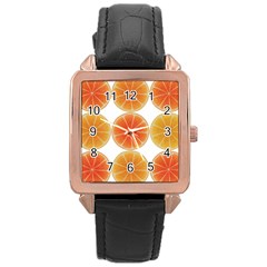 Orange Discs Orange Slices Fruit Rose Gold Leather Watch  by Nexatart