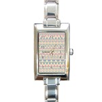 blue and pink tribal pattern Rectangle Italian Charm Watch Front
