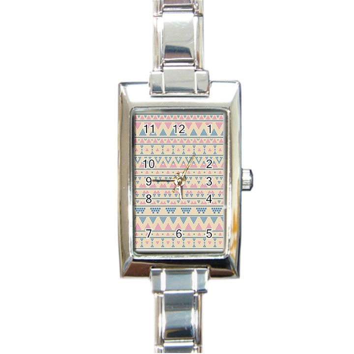 blue and pink tribal pattern Rectangle Italian Charm Watch
