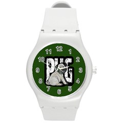 Pug Round Plastic Sport Watch (m) by Valentinaart