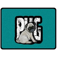 Pug Double Sided Fleece Blanket (large)  by Valentinaart