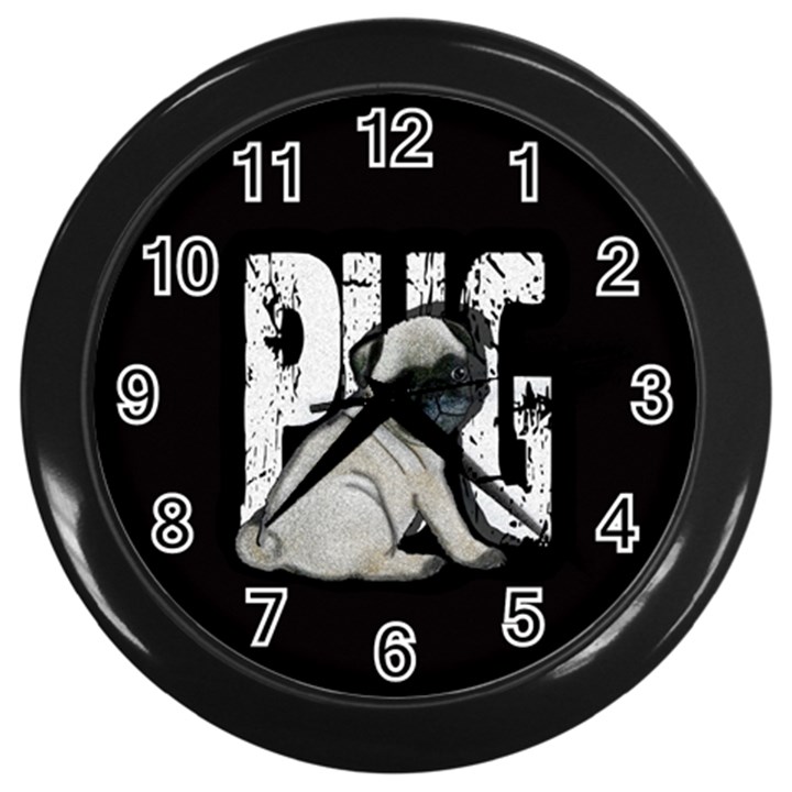 Pug Wall Clocks (Black)