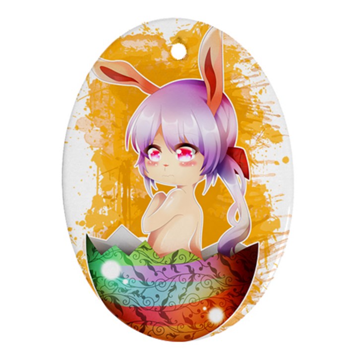 Easter Bunny Girl Ornament (Oval)