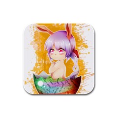 Easter Bunny Girl Rubber Square Coaster (4 Pack)  by Catifornia