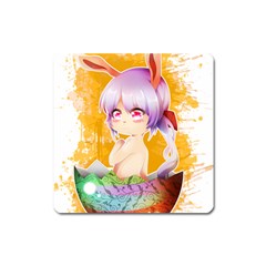 Easter Bunny Girl Square Magnet by Catifornia