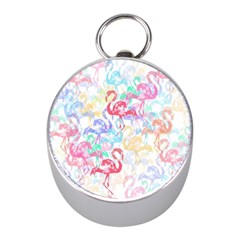 Flamingo Pattern Mini Silver Compasses by Valentinaart