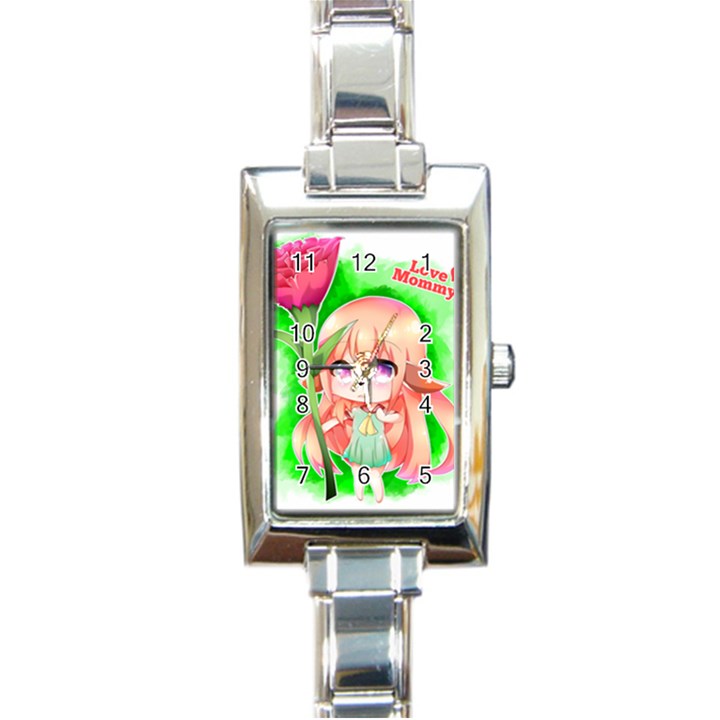 Happy Mother s Day Furry Girl Rectangle Italian Charm Watch