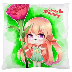 Happy Mother s Day Furry Girl Large Cushion Case (one Side) by Catifornia