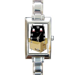 Black Cat In A Box Rectangle Italian Charm Watch by Catifornia