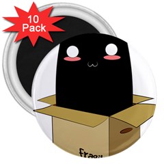 Black Cat In A Box 3  Magnets (10 Pack)  by Catifornia