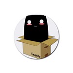 Black Cat in a Box Rubber Round Coaster (4 pack)  Front