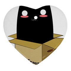 Black Cat In A Box Heart Ornament (two Sides) by Catifornia