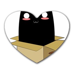 Black Cat In A Box Heart Mousepads by Catifornia