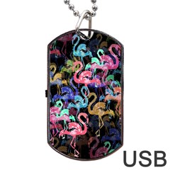 Flamingo pattern Dog Tag USB Flash (One Side)