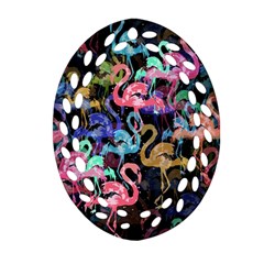 Flamingo Pattern Oval Filigree Ornament (two Sides) by Valentinaart