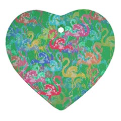 Flamingo Pattern Heart Ornament (two Sides) by Valentinaart