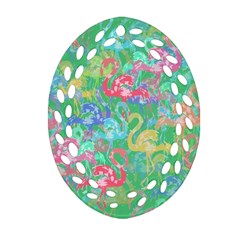 Flamingo Pattern Ornament (oval Filigree) by Valentinaart
