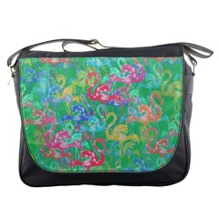 Flamingo Pattern Messenger Bags by Valentinaart