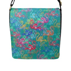Flamingo Pattern Flap Messenger Bag (l)  by Valentinaart