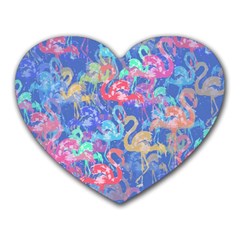 Flamingo Pattern Heart Mousepads by Valentinaart